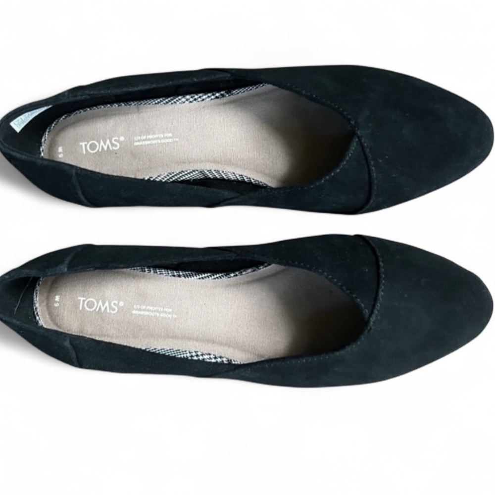 TOMS Jutti Neat Suede Black Flats Pointed Toe Classic Office Casual Comfort Sz 9